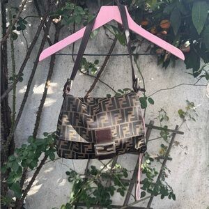 Fendi Black and Brown Monogram Shoulder Bag